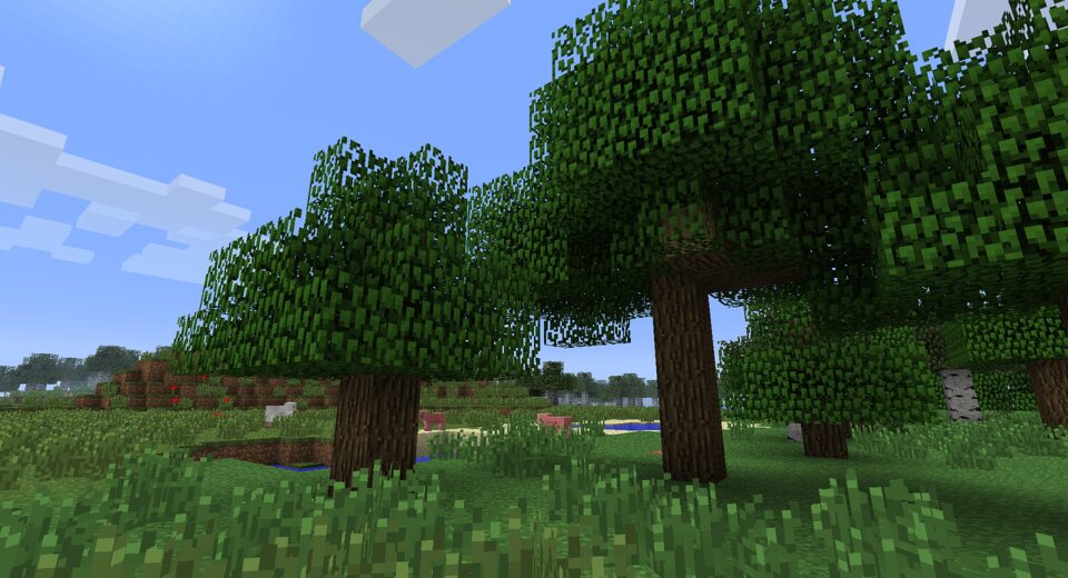 minecraft, trees, grass